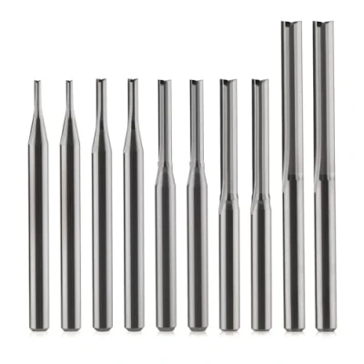 Image de HOZLY Lot de fraises droites 1/8&quot; (CED 1,0 mm, 1,5 2,0 2,5 3,175 mm), 2 cannelures à double tranchant, coupe CNC, acier tungstène pour bois, MDF, acrylique