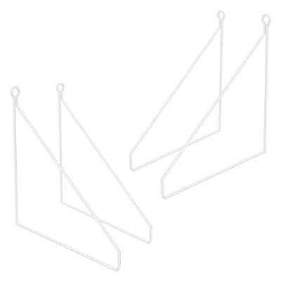 Image de ML Design Lot de 4 Équerres d&#039;Étagère 250 mm, en Métal, Blanc, Style Industriel, Forme Triangulaire, Support Robuste Fixation Murale, Triangle pour Étagères Murales, Matériel Montage Inclus