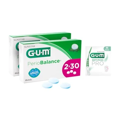 Image de GUM PerioBalance/Complément alimentaire/Contient Limosilactobacillus reuteri Prodentis/Agréable arôme à menthe fraîche / 2 x 30 comprimés (+1 échantillon gratuit)