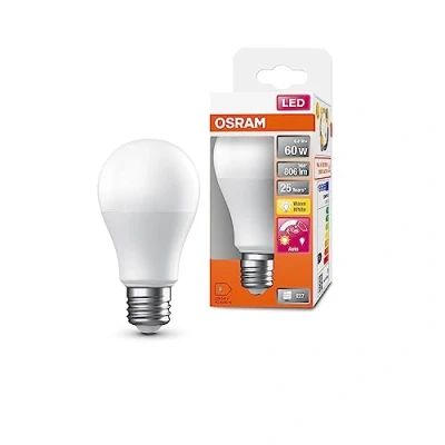 Image de OSRAM Superstar + Classic A 60 Fr LED lampe, base E27, forme de piston, 8,8W, 806lm, 2700k, lumière blanche chaude, longue durée vie, capteur mouvement, désactivation automatique