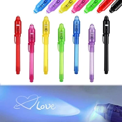 Image de 7PCS Stylo Encre Invisible Probuk Marqueur à avec Lumière UV pour écrire un Message Secret,Jeux de Détective Surligneur Magique Cadeau Fête Jouet Halloween,Noël,Anniversaire
