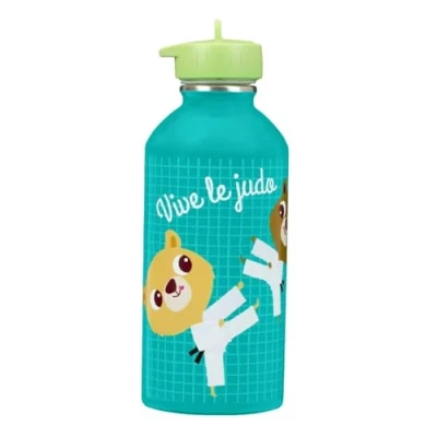 Image de gourde enfant Acier inoxydable DRAEGER PARIS Facile à nettoyer réutilisable Idéale pour parc, école Contenance 300ml 17 cm x 6,5 Vert Message inscrit : Vive Le Judo