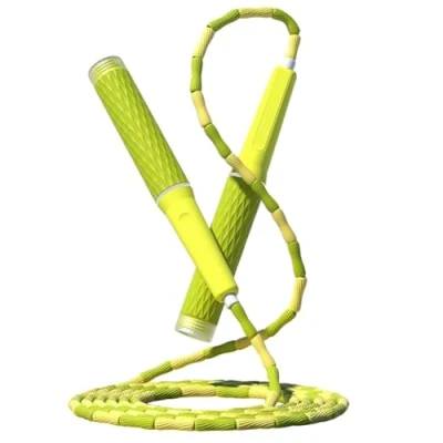 Image de Mllepjdh corde à sauter en perles pour enfants, hommes et femmes, ne s&#039;emmêle pas, longueur réglable segmentée, débutants, jaune vert