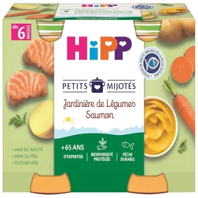 Image de HiPP Biologique Jardinière de Légumes Saumon 2 x 190 g