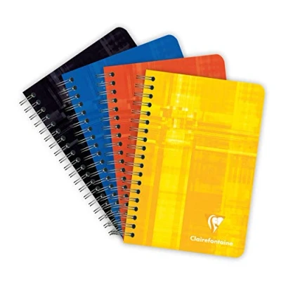 Image de Clairefontaine 8500C Un Carnet à Spirale 9x14 cm 180 Pages Unies Blanches Papier 90 g Couverture Carte Pelliculée Couleur Aléatoire
