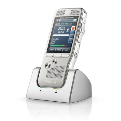 Image de PHILIPS PocketMemo DPM8000 : Enregistreur vocal 3D Mic, logiciel de dictée