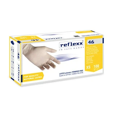 Image de Reflexx 46 Gants en latex Sans poudre, Taille M, Ambrato, 100 Pieces