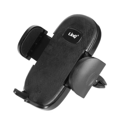 Image de Support Voiture Smartphone Fixation Grille d&#039;aération Rotatif à 360 LinQ Noir Neuf