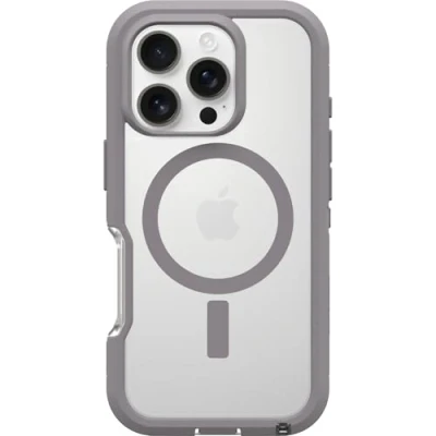 Image de OtterBox Coque Defender XT MagSafe pour iPhone 16 Pro, Antichoc, Anti Chute, Robuste, supporte 7X Plus de Chutes Que la Norme Militaire, Transparent/Gris