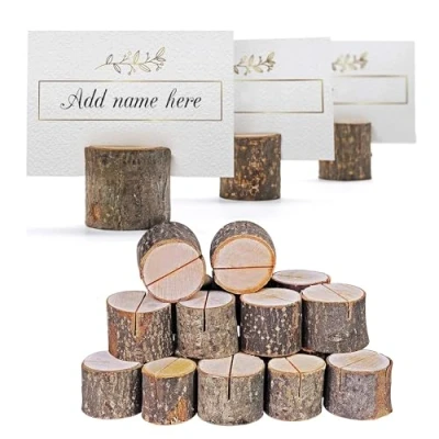 Image de THE TWIDDLERS 50 Porte Nom Table, Carte Bois pour Mariages, Noël, Baptême, Anniversaires Photo Bois, Menu Table Mariage 3 cm