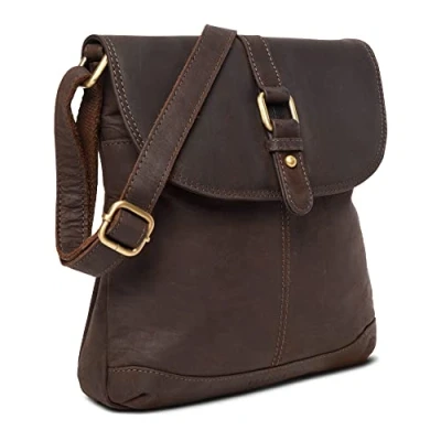 Image de LEABAGS Sac à main pour femmes bandoulière en cuir véritable de qualité supérieure épaule transport travail, université, école, loisirs 27 x 23 6cm Naturel brun