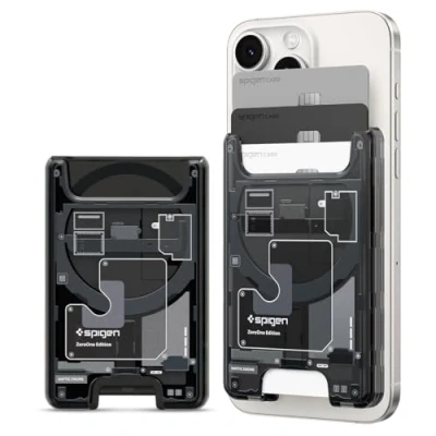 Image de Spigen Ultra Hybrid MagFit Porte Cartes Magnétique Conçu pour MagSafe Compatible avec Les modèles iPhone 16/15/14/13/12 Wallet ZeroOne Noir