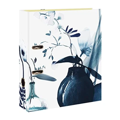 Image de Clairefontaine 115935C Un Classeur à Levier en Carton motifs Floral Peint l&#039;Encre Bleue Dos 70mm A4 maxi Papier Finition Satiné Home Office Collection Inkebana