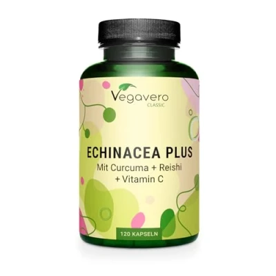 Image de Complexe Échinacée Immunité Avec Vitamine C, Reishi, Curcuma et Zinc Sans Additifs &amp; Vegan 120 Gélules Vegavero®