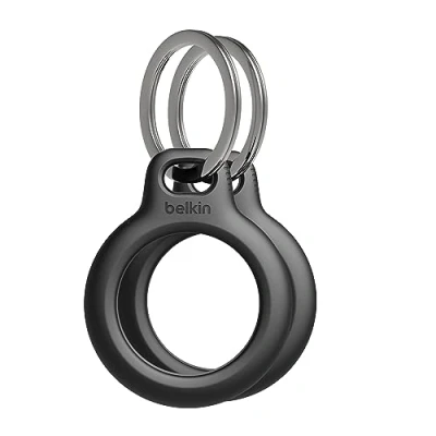 Image de Belkin Anneau de protection avec attache en métal (protection Pour AirTag, accessoire résistant aux rayures, pack 2, noir) Écouteur, Cas