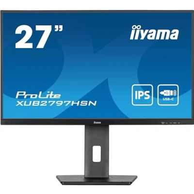 Image de iiyama Ecran 27&#039;&#039; Ultra Mince Noir IPS 1920x1080 100Hz 1ms 250 CD/m² 1xHDMI 1xDP 1xUSB C Dock 3xUSB HUB 15cm Pied réglable + Pivot TCO