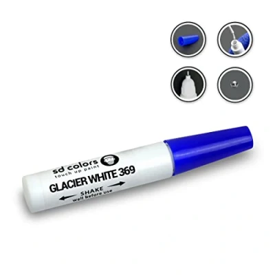Image de SD COLORS glacier WHITE 369 Kit de retouche peinture 12 ml avec pinceau à rayures Code couleur Blanc
