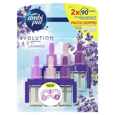 Image de Ambi Pur 3Volution parfum pour ambiances, 2 recharges diffuseur électrique, lavande, technologie élimine les odeurs, jusqu&#039;à 90 jours de recharge
