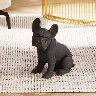 Image de Statuette chiot bouledogue Français noir feutrine