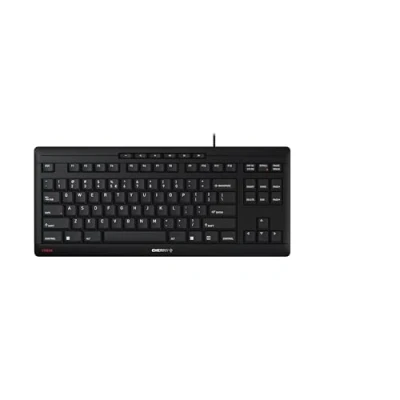Image de CHERRY STREAM KEYBOARD TKL, clavier mécanique filaire sans pavé numérique, Disposition EU (QWERTY), frappe silencieuse, Sensation de unique, Noir