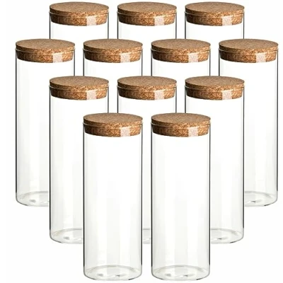 Image de gouveo Lot de 12 bocaux conservation en verre borosilicate avec bouchon liège 1000 ml