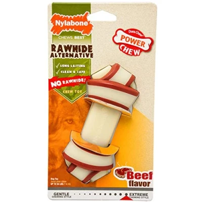 Image de Nylabone Produit à mâcher résistant Dura, os jouet avec compartiment aromatique, goût bœuf, pour les gros Chiens (jusqu’à 23kg), mâchouillage puissant/extrême