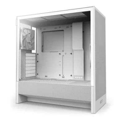 Image de NZXT H5 Flow Boîtier de PC Gaming Compact Moyen Tour ATX Flux d&#039;air élevé 2 x Ventilateurs 120 mm Inclus Support radiateur Avant 360 Blanc