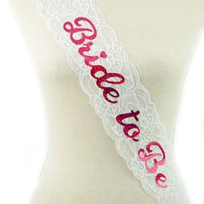 Image de Shatchi Bride to Be Écharpe en dentelle blanche pour enterrement de vie jeune fille, fête mariage, accessoire fête, taille unique