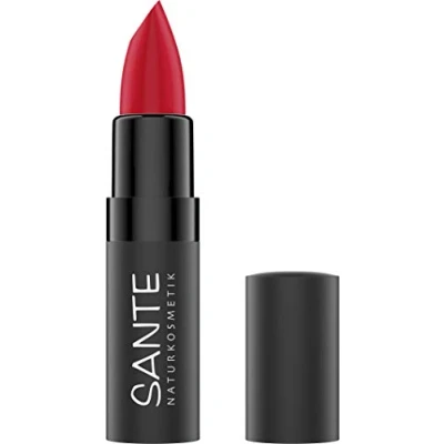 Image de SANTE Naturkosmetik Matte Lipstick 07 Kiss Me Red Rouge à lèvres Effet mat Avec beurre de cacao bio Pigmentation intense 4,5 g