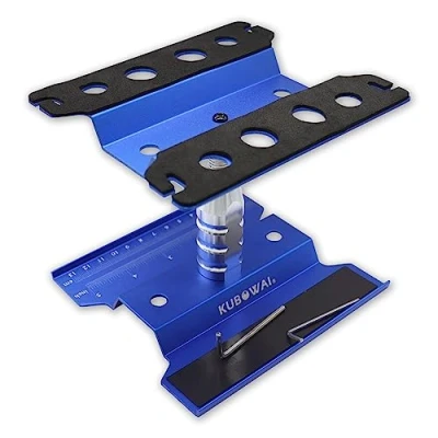 Image de KUBOWAI Support de Réparation en Aluminium pour Voiture RC, Station Modèle, 1/8 1/10 1/12 Modèle RC Tout Terrain Camion (Bleu)