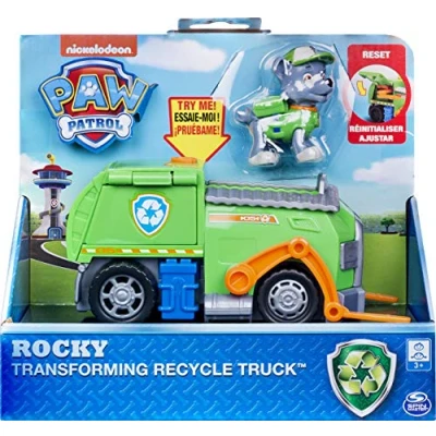 Image de Paw Patrol Rocky&#039;s Camion de Recyclage Transformable avec Outils Pop up et Chariot élévateur Mobile, à partir 3 Ans
