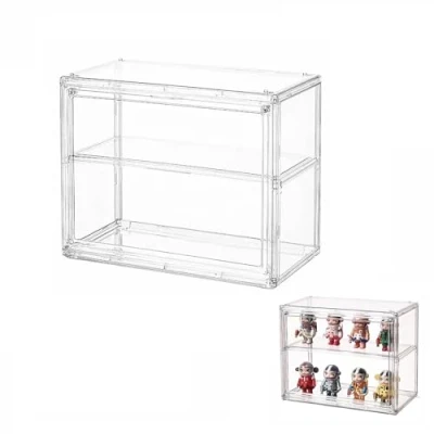Image de Siyecioa Vitrine en Verre pour Collection, Boîte de Présentation Acrylique Transparent à 2 Niveaux Figurines Pop, Funko Pop Mart, Mini Figurines, Objets DIY (27x22x13cm)