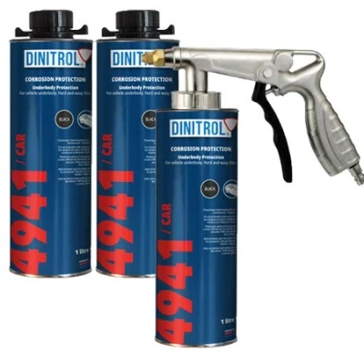 Image de Dinitrol 4941 Dessous Wax (Noir) 3 x 1 litre canettes (avec bouchon à vis de Style Schutz) et Schutz Pistolet