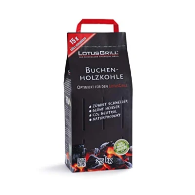 Image de LotusGrill Sac de Charbon Bois hêtre pour Le Barbecue Table sans fumée au 2,5 kg