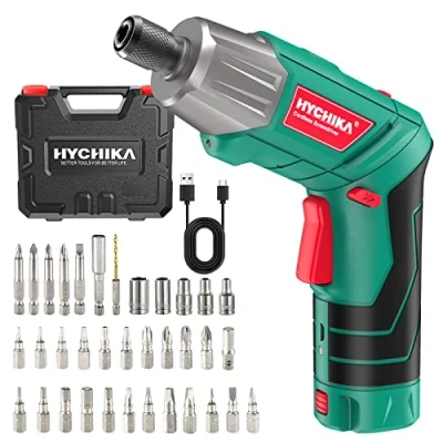 Image de HYCHIKA Visseuse sans Fil 6Nm, Devisseuse 2.0Ah 3.6V Avec 35 Accessoires, Lampe LED, Câble USB et Boîte de Rangement, Pour la Réparation le Bricolage