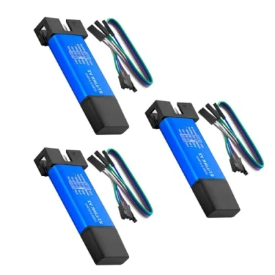Image de ST Link V2 Lot de 3 émulateurs programmateur (couleur aléatoire) avec fils pour STM8 et STM32, boîtier en aluminium compatible Arduino, mini débogueur émulateur programmation