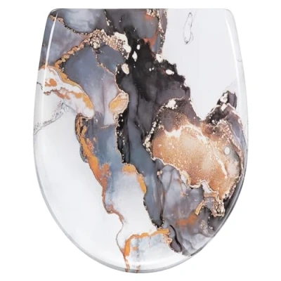 Image de WOLTU Abattant WC avec Frein de Chute, Lunette Toilettes WC, Cuvette en Forme O, Dégagement Rapide, Charnières Réglables, Montage Supérieur/Inférieur, Plastique Duroplast,WS2974
