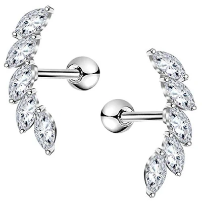 Image de OUFER 16G Cartilage Boucle d&#039;oreille Helix Piercings Or Rose Studs CZ Brillant Acier Inoxydable Tragus Conch Lobe Supérieur de l&#039;oreille Bijoux Femme