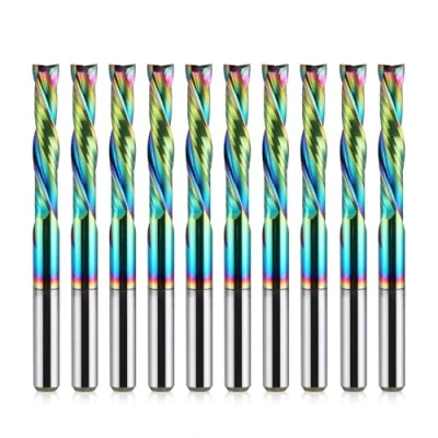 Image de EU_HOZLY DLC, revêtement UP Down, 2 flûtes, outil de fraisage en carbure hélicoïdal, fraise CNC, compression, tige 3,175 mm, diamètre coupe CEL 17 mm