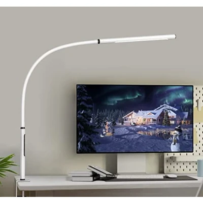 Image de EYOCEAN Lampe de Bureau LED, Lampes Table, d&#039;Architecte Protection des Yeux, Atténuation et Température Couleur Réglable, Travail à Pince avec Fonction Mémoire Minuterie, 12W