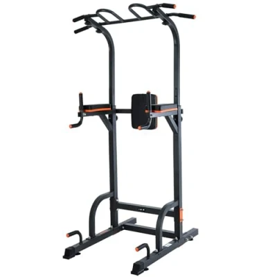 Image de ISE Power Tower Barre de Traction Chaise Romaine Hauteur Réglables Multifonction Dips Abdominaux Station Musculation Entraînement à Domicile, Accoudoirs, Fitness,