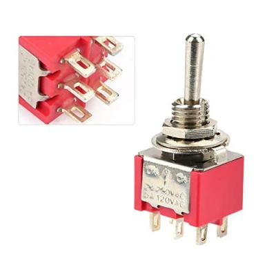 Image de Interrupteurs à bascule, 10Pcs momentané 3 positions (ON OFF ON) DPDT Type 6mm avec couvercle d&#039;interrupteur 6 broches pour appareil ménager de tableau bord, interrupteur