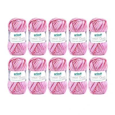 Image de Fil à tricoter/crocheter Gründl Cotton Quick Print (fil aux couleurs joyeuses 100 % coton, certifié OEKO TEX, 50 g / 125 m, grosseur d&#039;aiguilles : 3 4, 10 x g), Pink fuchsia Multicolore
