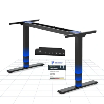 Image de FLEXISPOT EC5 Lite Bureau Assis Debout Électrique à 2 Moteurs,Piétement 3 Colonnes,Charge 100kg,Bureau Réglable en Hauteur Acier avec Panneau Smart Fonctions Mémoires,Noir