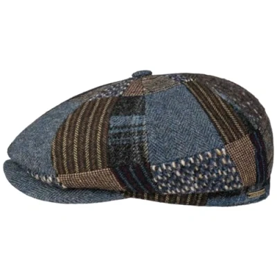 Image de STETSON Casquette Hatteras Classic Patchwork Homme Made in The EU Type Gavroche avec visière, Doublure Hiver Automne M (56 57 cm) Marron Bleu