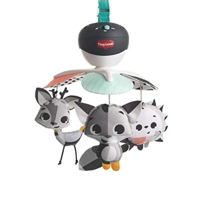 Image de Tiny Love Mobile de Voyage, 3 in 1 Musical Lit Bébé, 0+ Mois, Bebe Poussette, Multi usage avec Connecteurs, 5 Mélodies, 30 Minutes Musique, Collection Magical Tales (Black &amp; White)