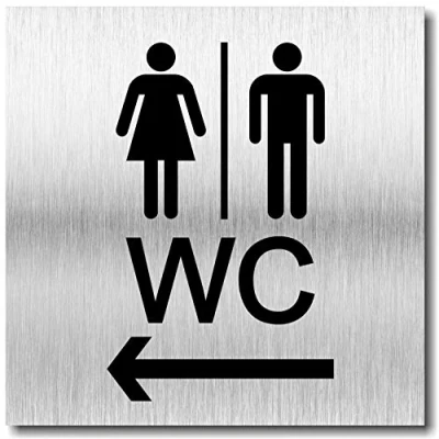 Image de Plaque WC gauche pour homme et femme Impression UV 12 x cm 3 mm en aluminium composite Fabriqué Allemagne Numéro d&#039;article : 2101