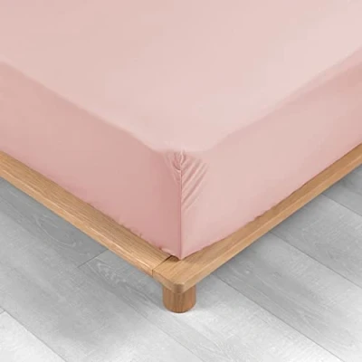 Image de douceur d&#039;intérieur, Drap Housse (180 x 200 cm) Percaline Rose, Percale de Coton