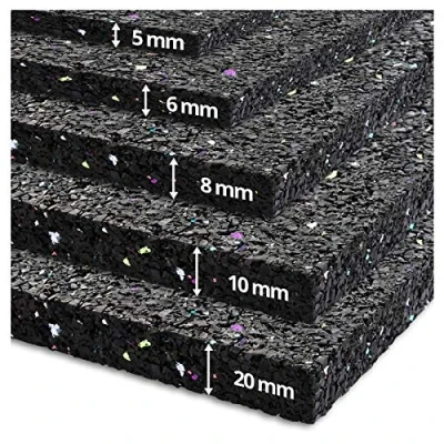 Image de etm Dalle Anti Vibrations recyclée. Fabriqué en Allemagne Découpable Différentes Épaisseurs Bruit, Isolant Gymnase, écurie épaisseur : 10 mm, 60x60 cm