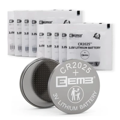 Image de EEMB 10 Pack Pile CR2025 Piles 2025 3V Lithium Bouton Batterie pour Key Fob, Calculatrice, Compteur de PièCes, Montre, Moniteur FréQuence Cardiaque, GlycéMie, Etc.